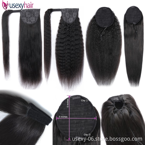 Factory Price 100% Human Hair Ponytail, Wholesale Human Hair Drawstring Ponytail, Human Hair Ponytail